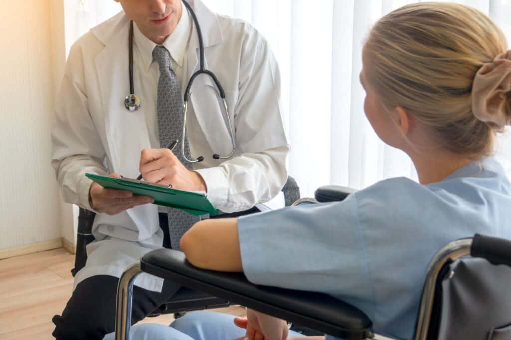 A doctor and a patient in the hospital