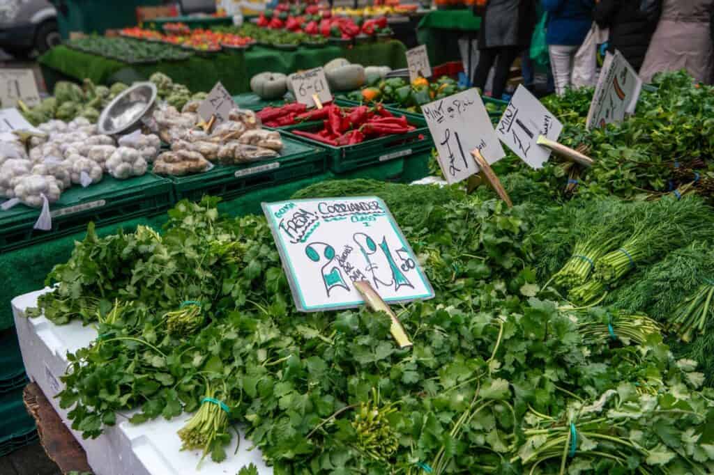 Fresh herbs in the market