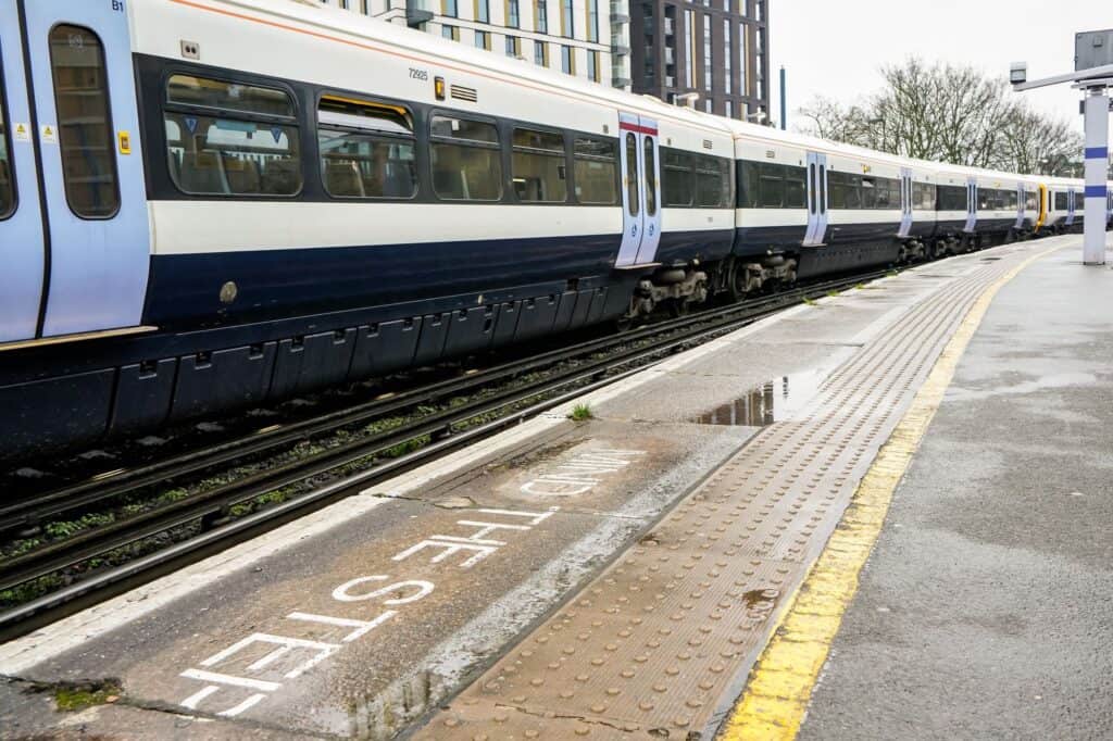 A train at Lewisham station