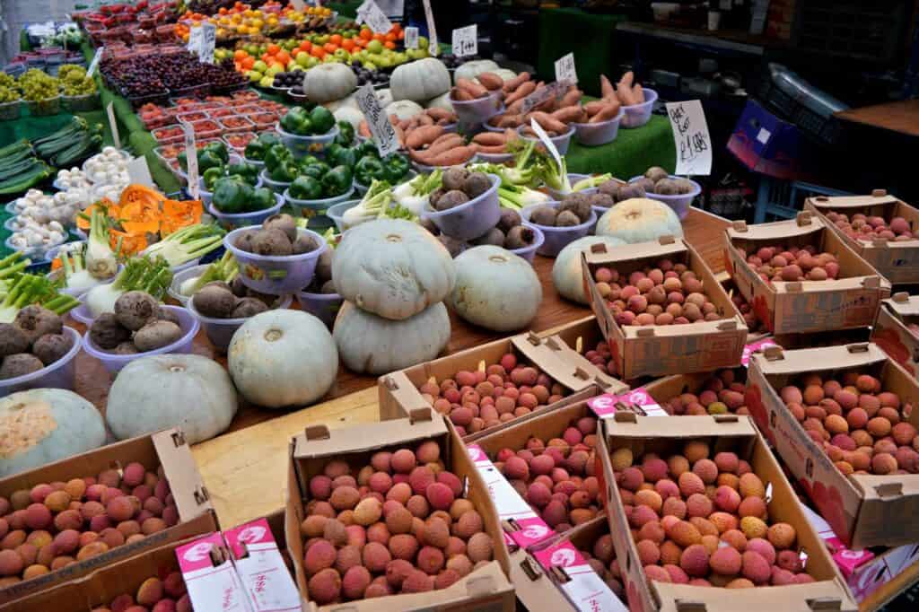 A typical food market at Lewisham